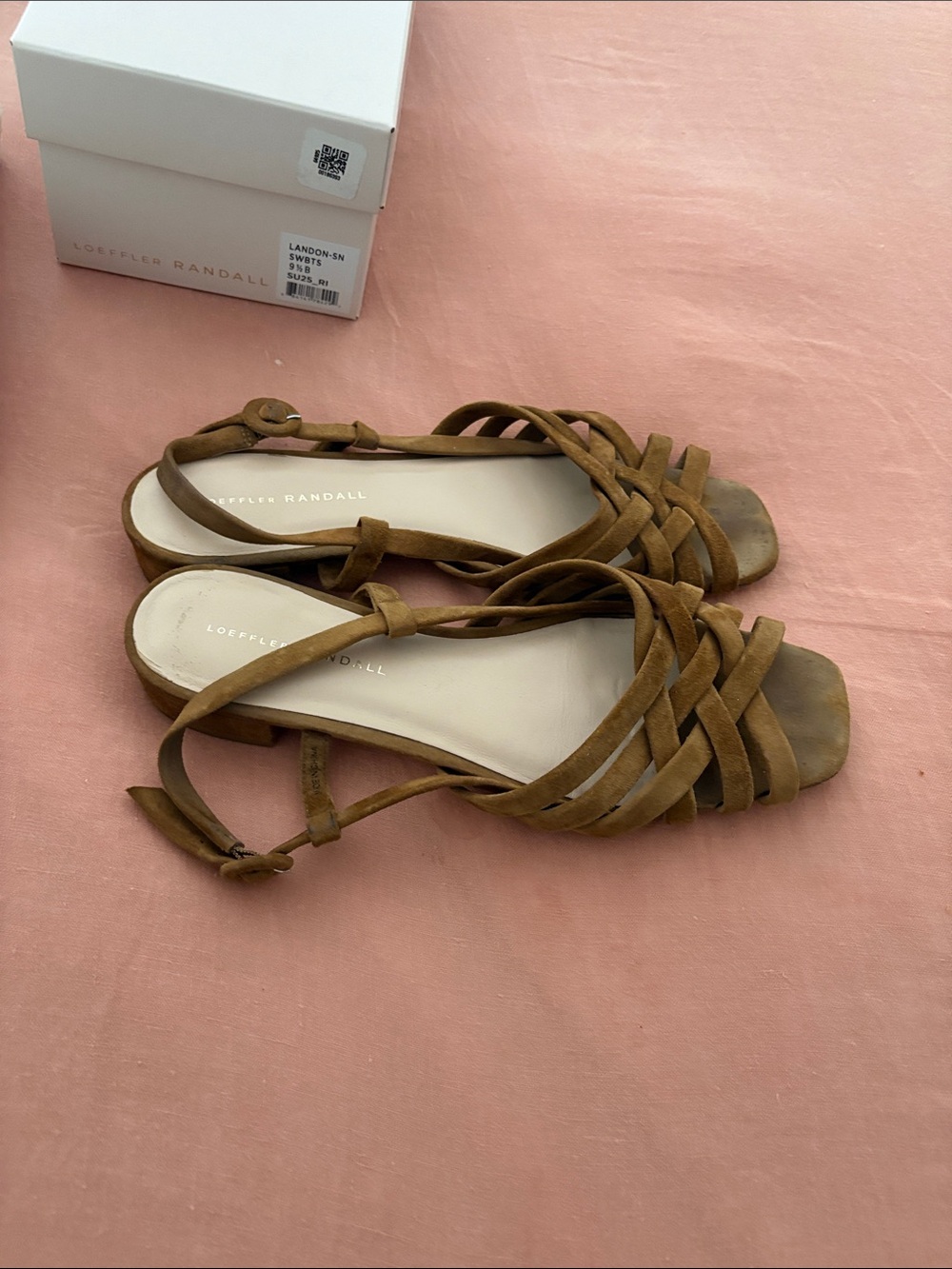 Loeffler Randall Tan Suede Braided Slingback Sandals